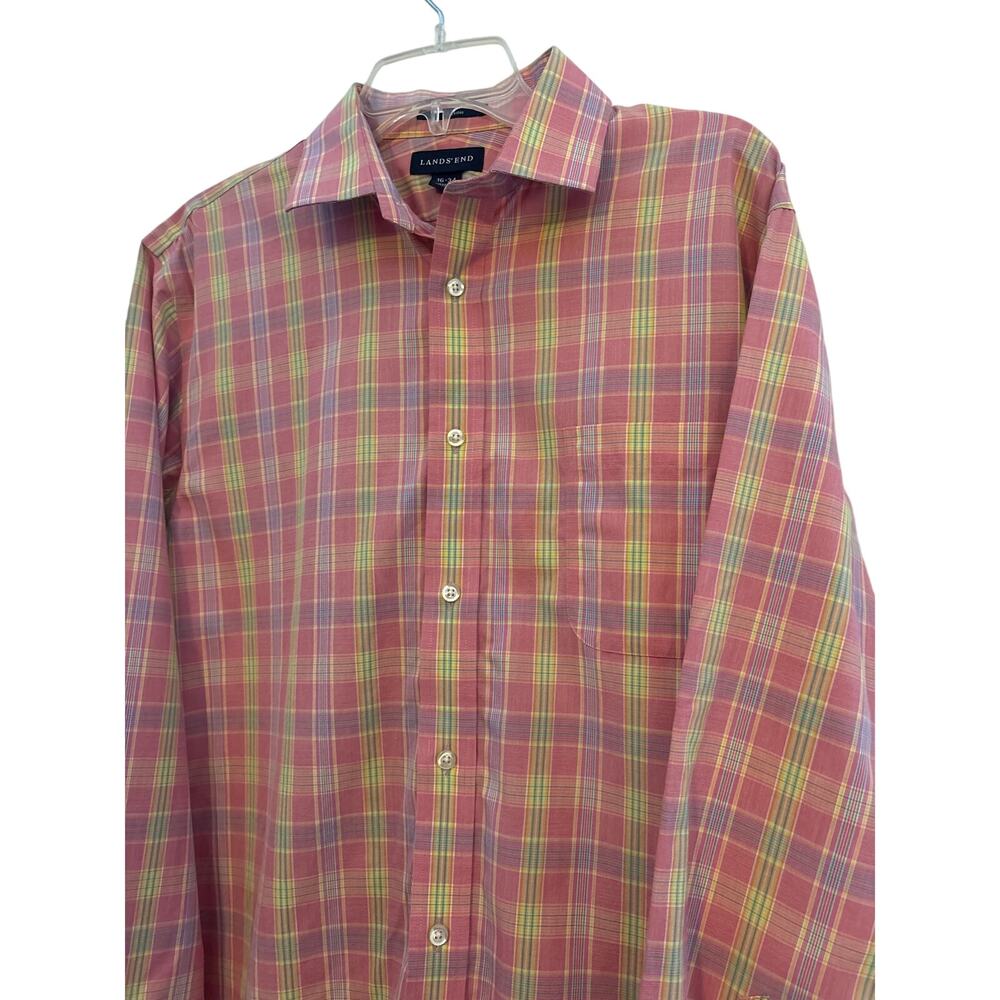 Lands End Men's Button Down No Iron Cotton Size 16/34 (M-L)